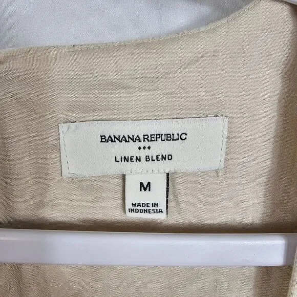 NWOTBanana Republic Factory Linen Blend Square Neck Mini Shift Dress in Flax - M - Picture 3 of 9